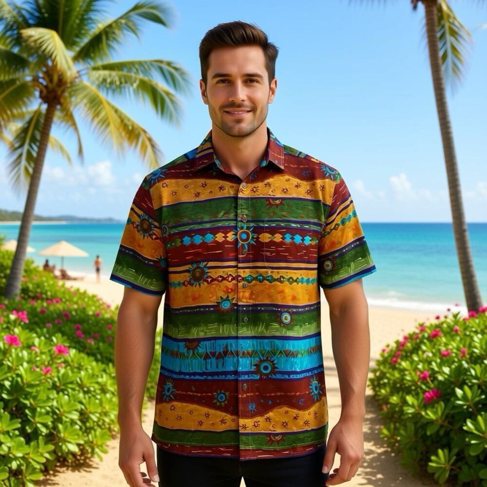 Territory Ahead Shirt Men MT ButtonUp Boho Cotton Casual Multicolor Hawaiian